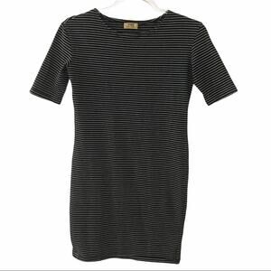PIKO Green Earth Fashion Black w/ Gray Stripe Bodycon Dress - XS
